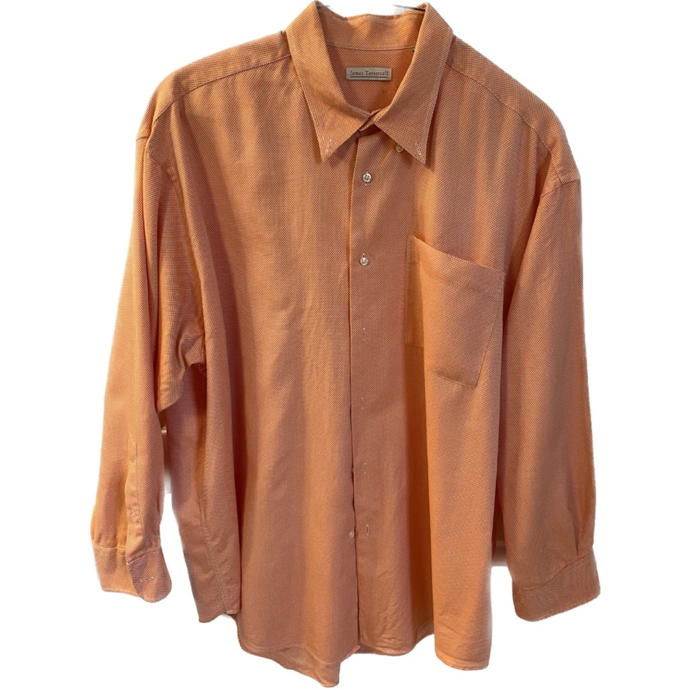James Tattersall dress button down shirt, XXL, small stain inside collar.